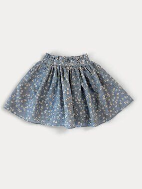 Floral 100% Cotton Skirt with Shorts - Sky - Sizes 2-7Y